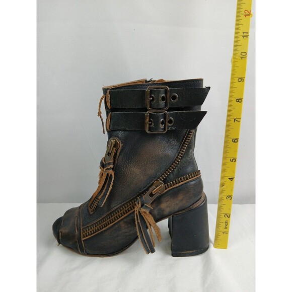 Firebird Zombi Booties Open Toe Steampunk Distressed Boho Women's Size 5 - Picture 4 of 9